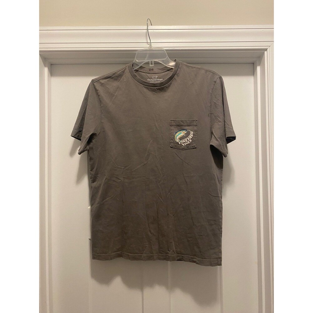 Vineyard vines Men's Size Small Fishing Tee Gray Cotton